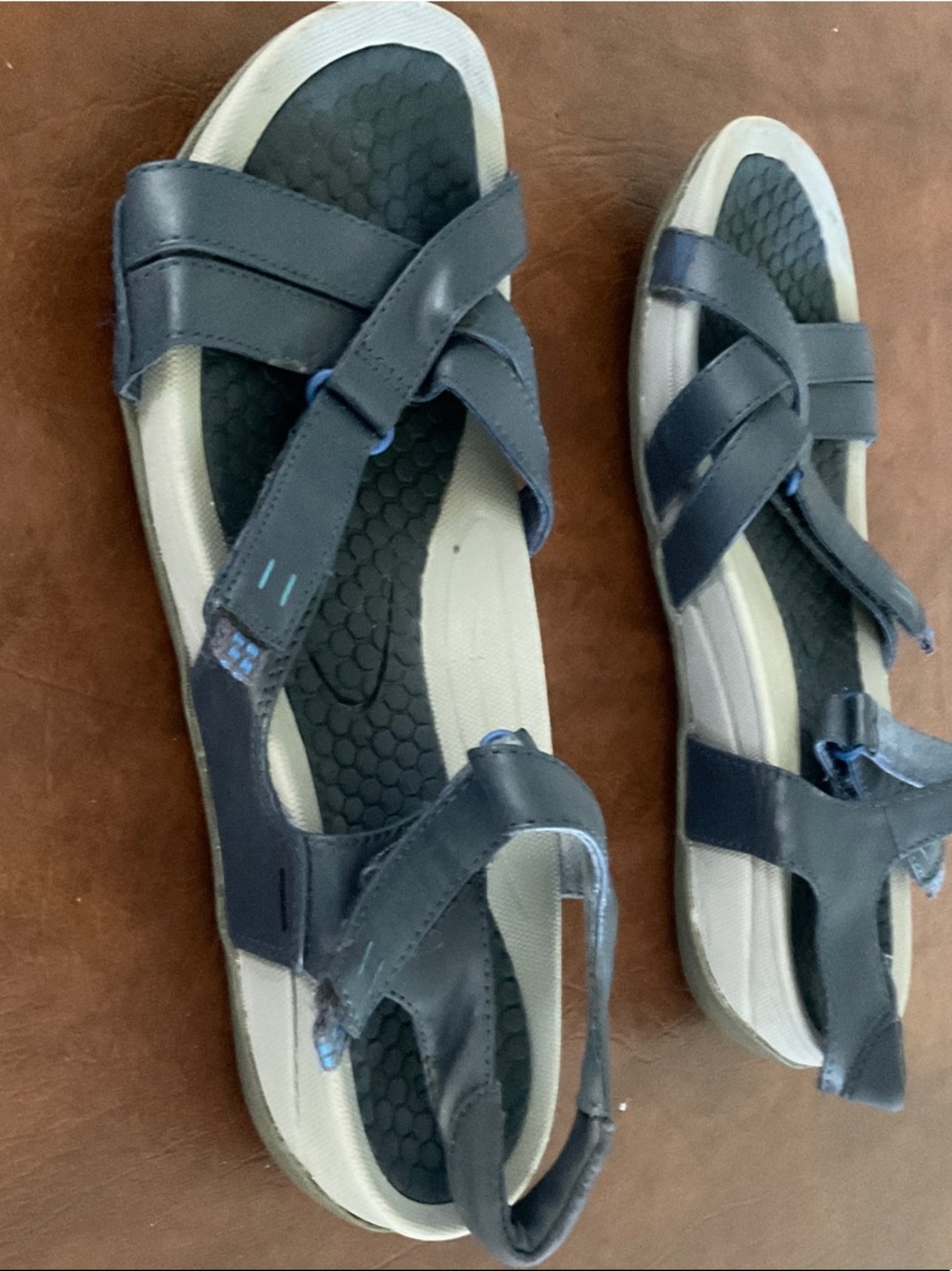 BareTraps Navy and Light Gray Strappy Comfort Sandals - Picture 4 of 9